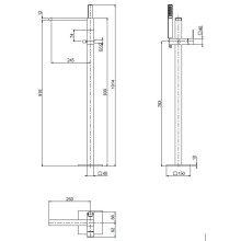 Напольный смеситель для ванны с ручным душем CEZARES UNIKA-VDP-NOP