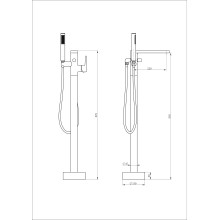 Смеситель для ванны напольного монтажа WONZON & WOGHAND, Темный графит (WW-88649901-BGM)