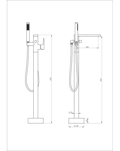 Смеситель для ванны напольного монтажа WONZON & WOGHAND, Темный графит (WW-88649901-BGM)