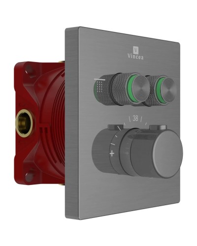 Термостат для ванны Vincea VSCV-321T-MGM встраиваемый, вороненая сталь