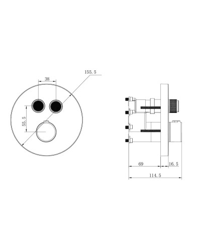 Термостат для ванны Vincea VSCV-322T-MMB встраиваемый, черный матовый