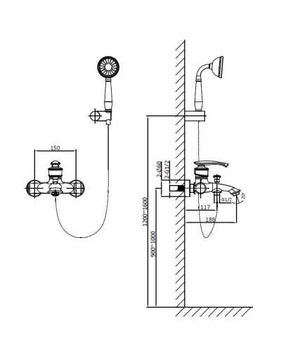 Смеситель для ванны AltroBagno Beatrice AltroBagnoBeatrice0205BrNe