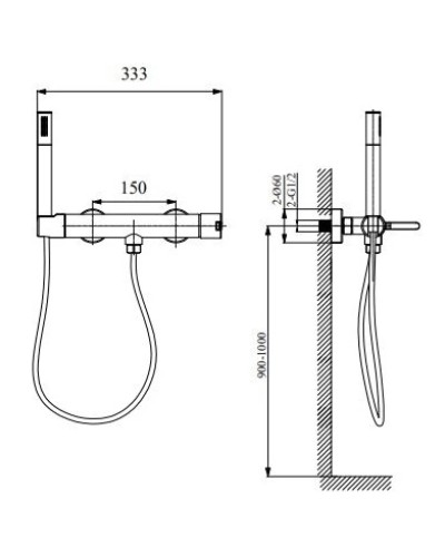 Смеситель для душа AltroBagno Unione AltroBagnoUnione030605RaSp