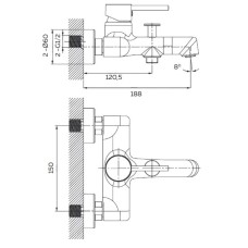 Смеситель для ванны AltroBagno Intento AltroBagnoIntento0218Cr