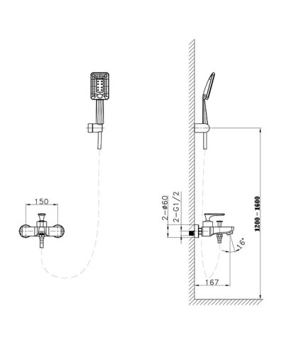 Смеситель для ванны AltroBagno Aperto AltroBagnoAperto0211NeOp