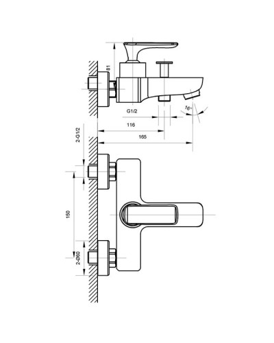 Смеситель для ванны AltroBagno Aperto AltroBagnoAperto0207Cr