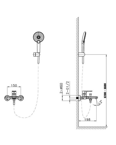 Смеситель для ванны AltroBagno Diretto AltroBagnoDiretto0209Bi
