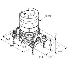 Скрытая часть смесителя для ванны Kludi Ambienta 88088
