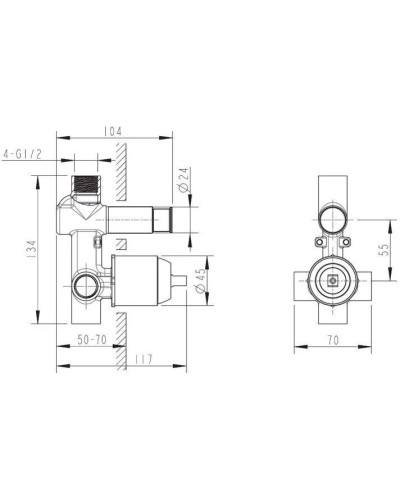 Скрытая монтажная часть Bravat D9100CP-ENG