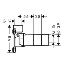 Скрытая часть излива на ванну Axor Massaud 18471180