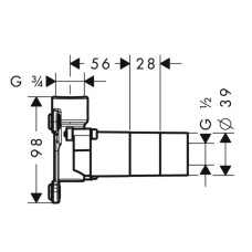 Скрытая часть излива на ванну Axor Massaud 18471180