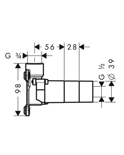 Скрытая часть излива на ванну Axor Massaud 18471180
