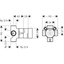 Скрытая часть 3/4", 65 л/мин Axor 16930180