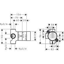 Скрытая часть 3/4", 65 л/мин Axor 16982180