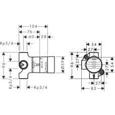 Скрытая часть 3/4", 65 л/мин Axor 16982180