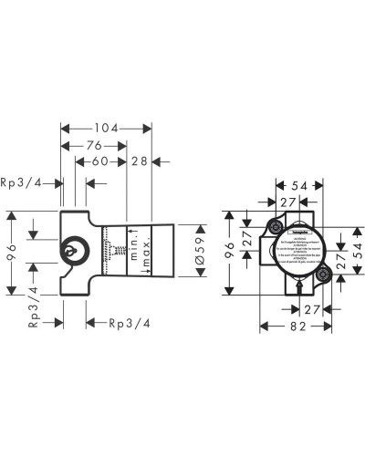Скрытая часть 3/4", 65 л/мин Axor 16982180