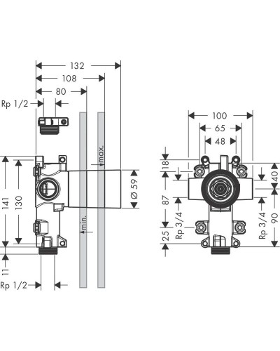 Скрытая часть 3/4" Axor Citterio E 36770180