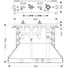 Скрытая часть смесителя для ванны на 4 отверстия Axor 15481180