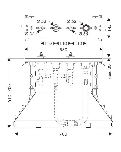 Скрытая часть смесителя для ванны на 4 отверстия Axor 15481180