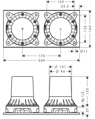 Скрытая часть для напольного смесителя Axor Montreux 16549180