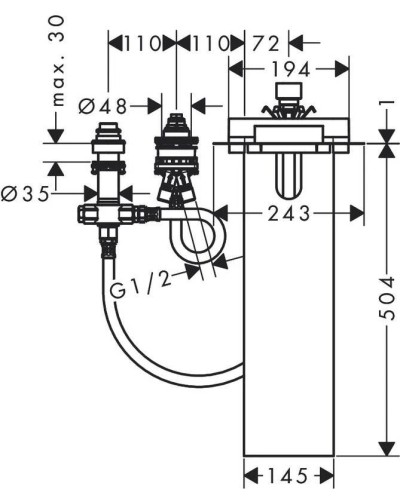 Скрытая часть смесителя для ванны на 3 отверстия Axor 15487180