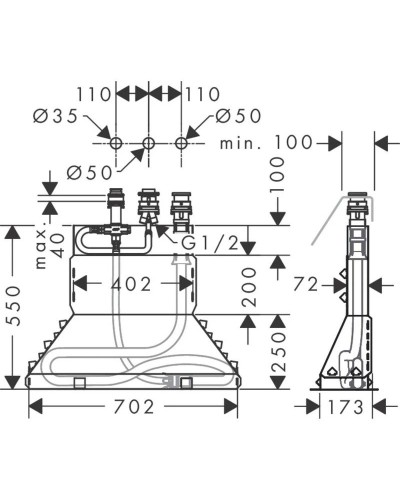 Скрытая часть смесителя для ванны 3 отверстия Axor 15485180