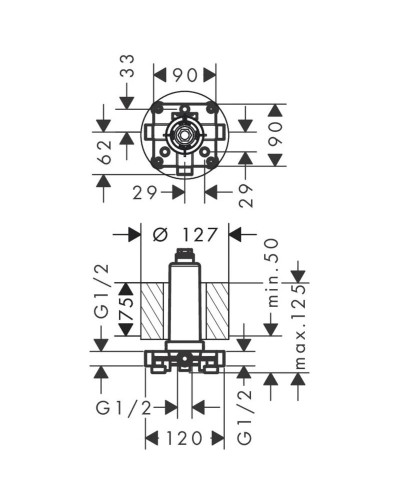Скрытая часть 1/2" Axor 26434180