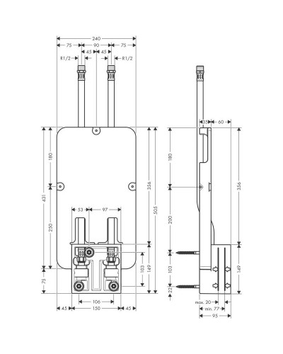 Скрытая часть верхнего душа Axor 35363180