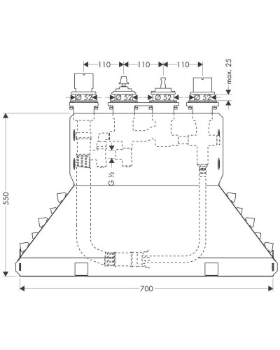 Скрытая часть смесителя для ванны на 4 отверстия Axor Citterio E 15482180