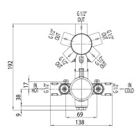Скрытая часть на 2 потребителя Bossini Z00101000