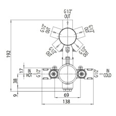Скрытая часть на 2 потребителя Bossini Z00101000
