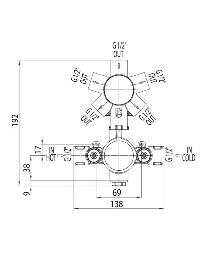 Скрытая часть на 2 потребителя Bossini Z00101000