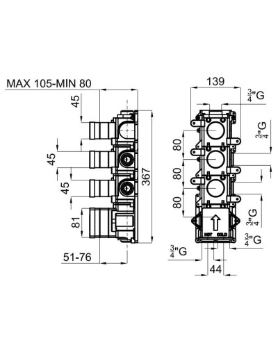 Скрытая монтажная часть Noken Oxo N113700052