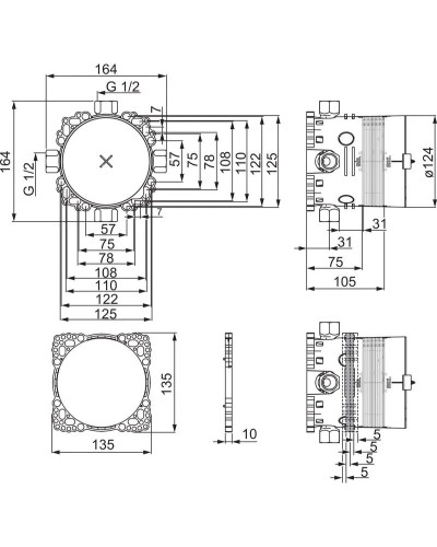 Скрытая монтажная часть Oras Bluebox 2080