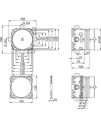 Скрытая монтажная часть Oras Bluebox 2081