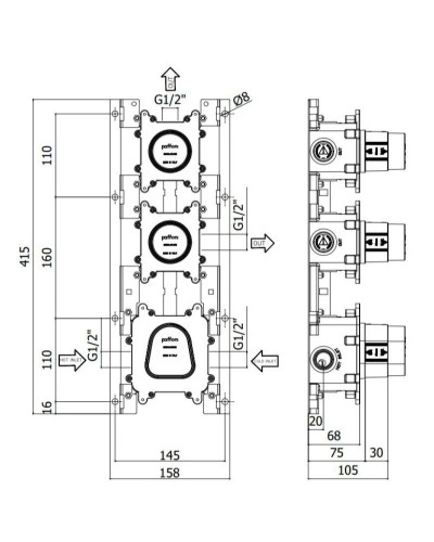 Скрытый термостат Paffoni Modular Box MDBOX018