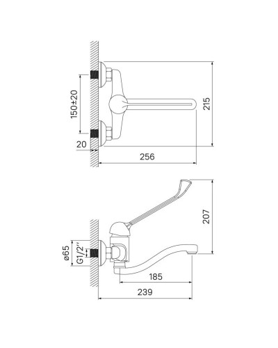 Смеситель для медицинских учреждений IDDIS CG53654C