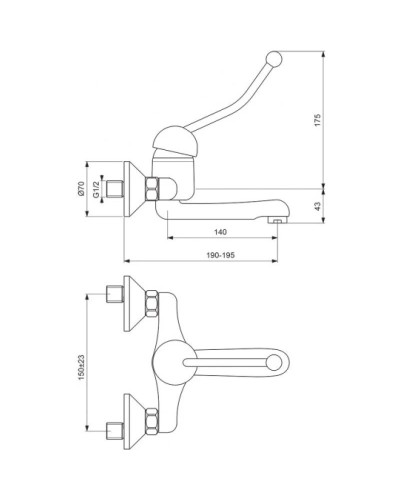 Смеситель для медицинских учреждений Vidima Сева Профи BA097AA