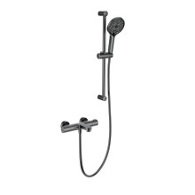 Смеситель для ванны с душевым гарнитуром и термостатом WONZON & WOGHAND, Темный графит (WW-C2018-A-BGG)