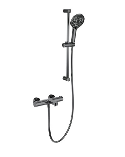Смеситель для ванны с душевым гарнитуром и термостатом WONZON & WOGHAND, Темный графит (WW-C2018-A-BGG)