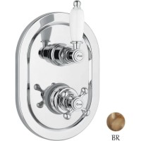 Встраиваемый термостатический смеситель на 2 выхода бронза, ручка белая Cezares Elite ELITE-VDIM2-T-02-Bi