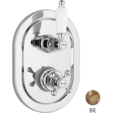 Встраиваемый термостатический смеситель на 2 выхода бронза, ручка белая Cezares Elite ELITE-VDIM2-T-02-Bi