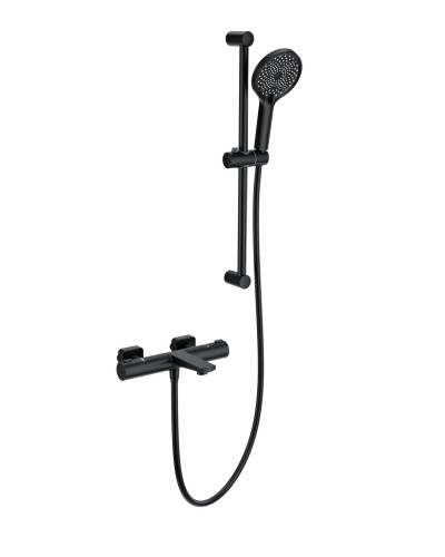 Смеситель для ванны с душевым гарнитуром и термостатом WONZON & WOGHAND, Черный матовый (WW-C2021-A-MB)