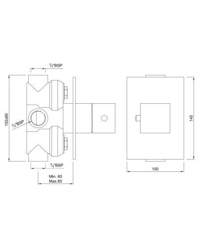 Центральный термостат Jaquar Kubix KUB-CHR-35679