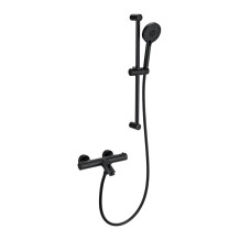 Смеситель для ванны с душевым гарнитуром и термостатом WONZON & WOGHAND, Черный матовый (WW-C2002-A-MB)