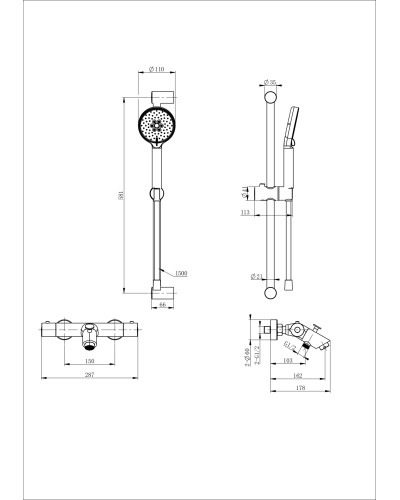Смеситель для ванны с душем и термостатом WONZON & WOGHAND, Белый матовый (WW-C2002-A-MW)