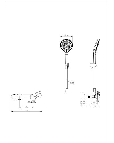 Смеситель для душа с термостатом WONZON & WOGHAND, Хром (WW-B2057-A-CR)