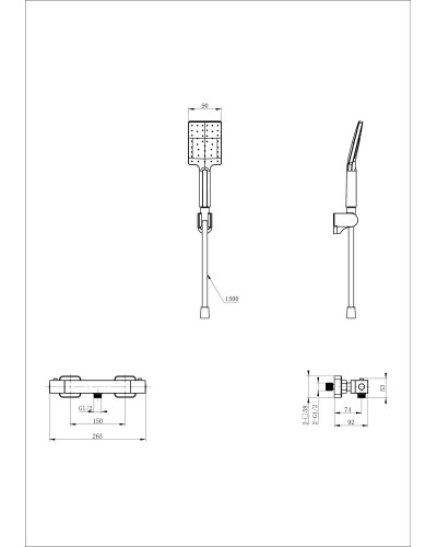 Смеситель для душа с термостатом WONZON & WOGHAND, Темный графит (WW-B2026-A-BGG)