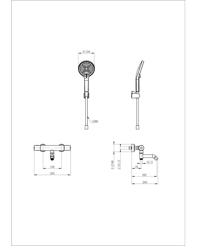 Смеситель для ванны с душем и термостатом WONZON & WOGHAND, Хром (WW-B3013-A1-CR)