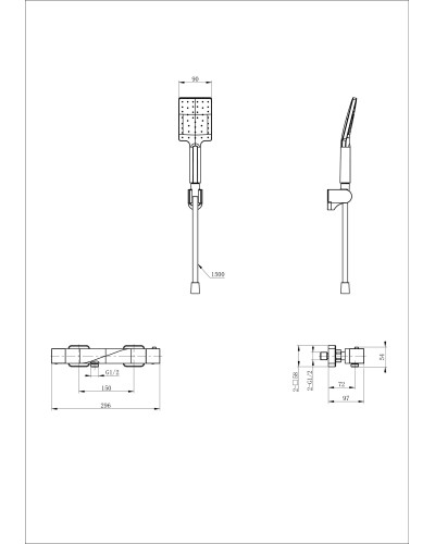 Смеситель для душа с термостатом WONZON & WOGHAND, Черный матовый (WW-B2025-A-MB)